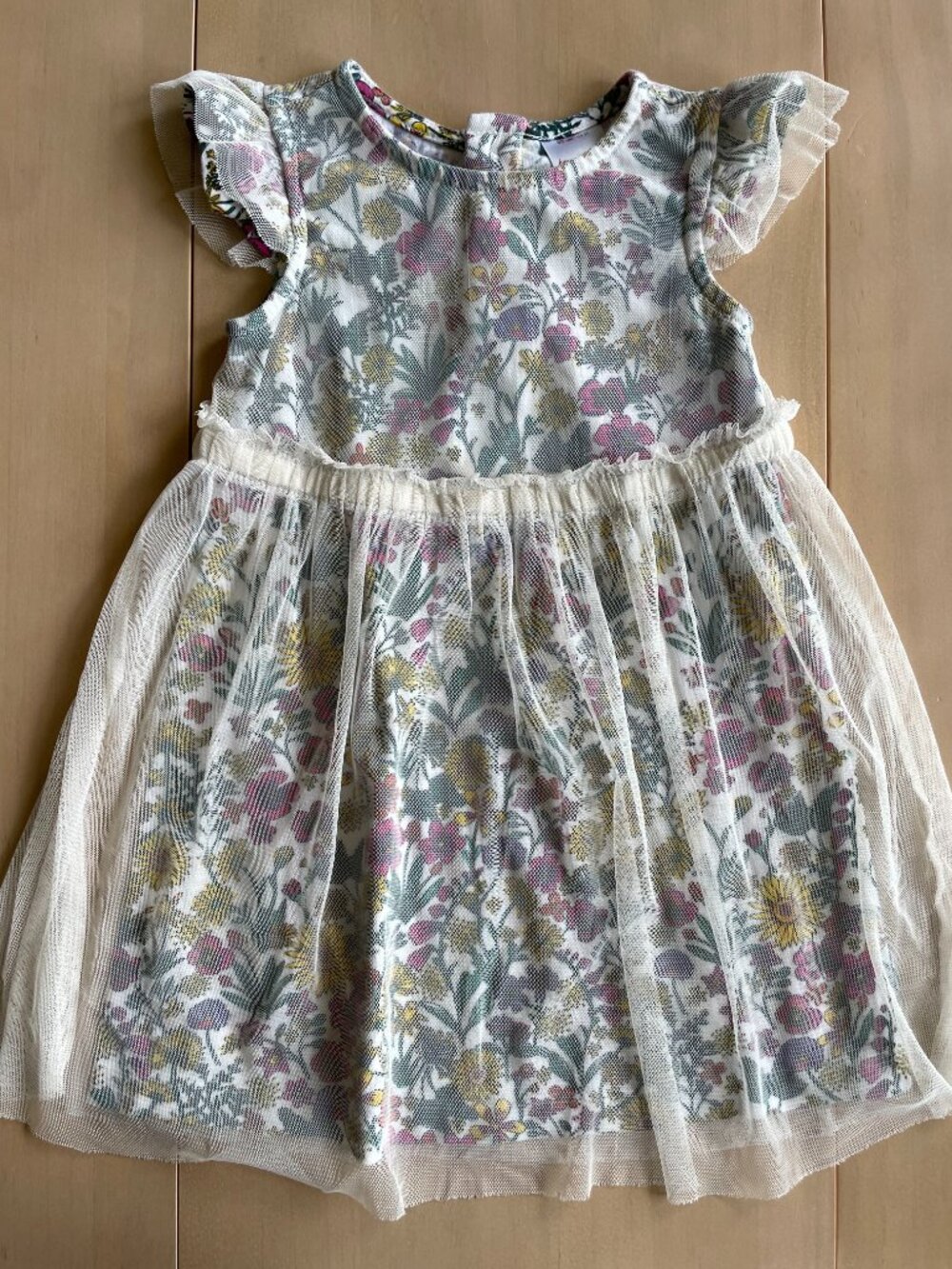 Hanna Andersson Daisy Dress In Soft Tulle,‎ Multi Floral Flowers - Size 3T - Picture 2 of 9